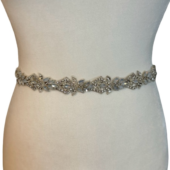 Crystal Opal Wedding Dress Belt / Crystal Opal Bridal Belt - Picture 4 of 13